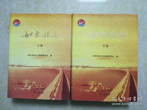 《如东县志》（上、下）精装两厚册一套全【带光盘】全新未阅