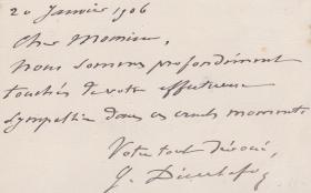 法国医生 Dieulafoy病症状描述者 保罗·乔治·迪厄拉富瓦（Paul Georges Dieulafoy）1906年亲笔信
