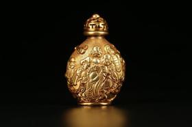 清代：铜鎏金“十八罗汉”鼻烟壶
