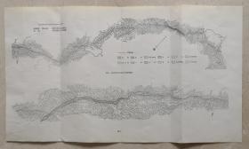 1954年大别山区（霍山至英山间）林地及土地利用图。见证半个多世纪大别山变迁。 荒地、混合林、松林、竹林、幼林、水田、杉林、旱地、柴山。淠河、佛子岭、黑石渡、路儿岭、五柱峡、鹿吐石铺、滥泥坳、土地岭、新铺沟、道士冲、歇马台、包头岭、漫水河、回头岭、上土市、黄栗杪、古佛堂、中界岭。尺寸43*25cm。图例、比例尺。