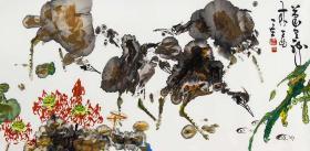 【保真 特惠】中美协会员 冲墨画派创始人 李长文 四尺整张花鸟6
