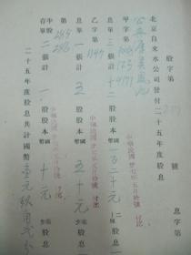 民国老北京资料 1938年北平自来水公司 发付用户  公兴厚 吴凤池  1936年度股息存根单 一张