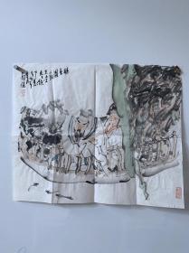 刘健 1982年毕业于浙江美术学院中国画系，后留校任教。历任中国美术学院教授，学术委员会委员，教务长，兼浙江省美术家协会副秘书长，现为中国美术学院副院长，学院学位委员会主任，学会委员会副主任，教授，博士生导师，中国美术家协会理事、中国美术家协会秘书长、中国美协中国画艺委员会委员1.5平尺 【保真】