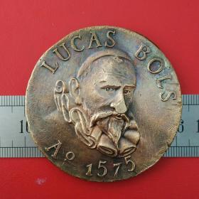 A036罕见荷兰古老液体制造卢卡斯博尔斯1575硬币铜牌铜章铜币珍藏