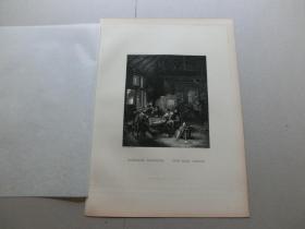 【百元包邮】 《荷兰农民小酌》（DUTCH BOORS DRINKING） 1885年钢版画 纸张尺寸约31×22.5厘米（编号T000391）