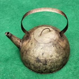 清代黄铜茶壶手工捶打铜器烧水壶