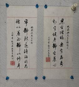 朱永志 书法 两幅  尺寸 35.5/14 。江苏真德拍卖有拍过他的书法