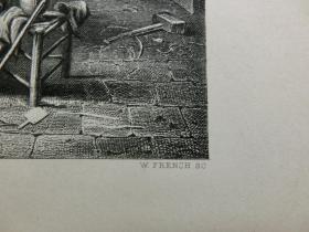 【百元包邮】 《荷兰农民小酌》（DUTCH BOORS DRINKING） 1885年钢版画 纸张尺寸约31×22.5厘米（编号T000391）