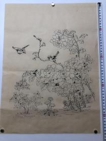 木版年画  花鸟 图 （46×34）cm  老版老画，品相自鉴。