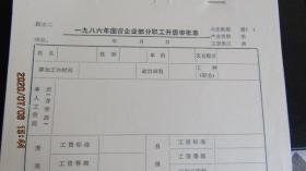 一九八六年国营企业部分职工升级审批表 空白16开