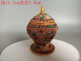 清代传世藏传钳金丝罐