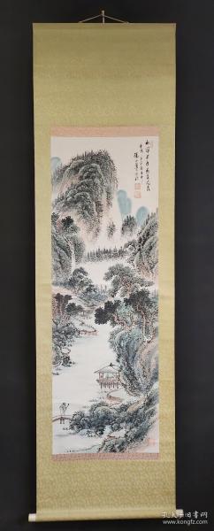 D590：回流手绘山水图立轴(日本回流.回流老画.老字画)