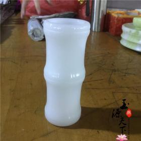 天然阿富汗玉笔筒玉石笔筒桌面摆件简约家居饰品白玉笔筒摆件复古