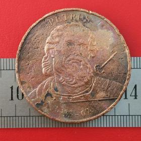A039旧铜罗马彼得头像梵蒂冈圣彼得大教堂硬币铜牌铜章铜币珍收藏