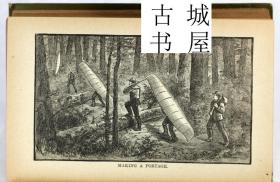 稀缺，《 独木舟之航》精美版画插图，1888年出版，精装