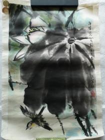【全场保真】著名画家、江苏省国风书画院副院长 钱剑华（1934-） 花鸟图一幅