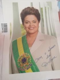 巴西总统罗塞夫签名6寸，含官方回信，印刷签