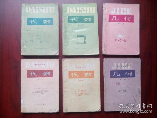 初中代数，初中几何，初中数学 全套6本，初中数学课本 1989-1993年印