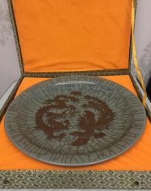 龙泉青瓷-龙凤大盘