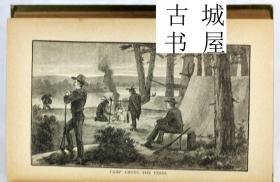 稀缺，《 独木舟之航》精美版画插图，1888年出版，精装