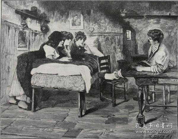 1900年木口木刻版画《爱情故事》41×28厘米（6）