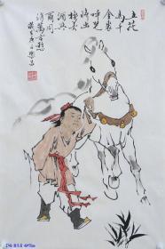 生肖人物--马 2746 四尺三开 谢乐昌，1970年出生于河北沧州任丘市，书法家画家，师从范曾先生，现为河北省书法家协会会员。河北省美术家协会会员，