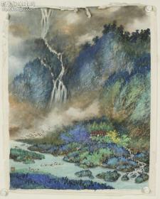 师从梁树年 白雪石、著名画家、现任首都师范大学教授 王龙宝 2008年青绿山水《春暖》 一幅