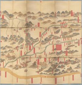 0179古地图1734–1779 河南府河图绢本 清雍正十二年至乾隆四十四年。纸本大小89.99*92.79厘米。宣纸原色仿真。230元包邮