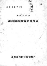 【提供资料信息服务】满洲国铁钢需给趋势表  1936年出版（日文本）