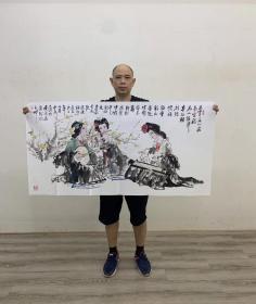 著名画家熊灵通四尺人物画《仕女图》140*70厘米作品编号mn084