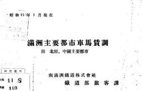 【提供资料信息服务】满洲主要都市车马赁调 附北鲜、中国主要都市 昭和11年1月现在（日文本）