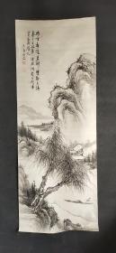 D702：回流手绘精品小白山人山水图绢片(日本回流.回流老画.老字画)