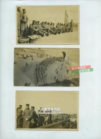 清末民国早期在北京等地驻扎活动的美国第十五陆军步兵联队老照片三张，列队穿越北京城门，墙根下休息，运河坐船等