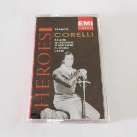 Franco Corelli - Heroes (Bellini Giordano Mascagni Puccini Verdi) 俄罗斯版磁带全新未拆 弗兰科·科莱里 贝里尼/焦尔达诺/马斯卡尼/普契尼/威尔第歌剧咏叹调 EMI Classics授权 俄罗斯Gala唱片公司发行