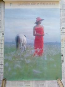 少女与马 1990年挂历 13张全 湖南美术出版社