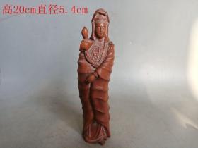 乡下收的清代黄杨木观音摆件