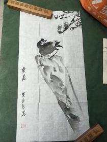 湖北省著名画家秦德炎《赏春》图