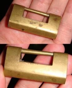 古锁 清代黄铜旧锁老锁1把 包老包旧（缺钥匙）