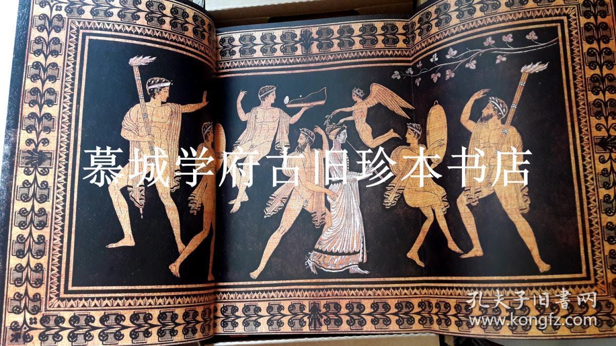 对开本（45X30厘米）/精装/书衣/彩色插图本（含三页折叠图）《汉弥敦藏希腊艺术》Pierre-Francois Hugues d'Hancarville: The Complete Collection Of Antiquities From The Cabinet Of Sir William Hamilton