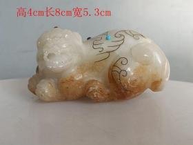 乡下收的战汉钳金和田玉貔貅手把件