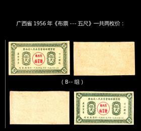 广西省1956年《布票---五尺》一共两枚价：（B组）