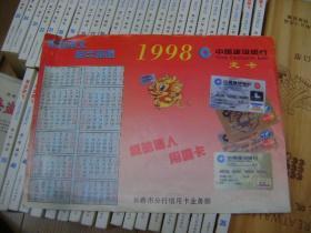 1998年中国建设银行年历片【背面有飞机火车时刻表