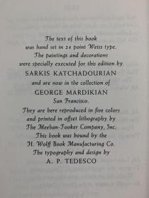 The Rubaiyat of Omar Khayyam 《鲁拜集》 Sarkis Katchadourian插图(11幅整页水彩插图，101幅黑白插图），每页都配有插图和边饰，带书衣