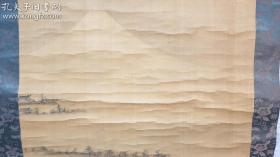 日本（狩野元信1476—1559）手绘【富士远景图】  宝寿院藏品（背面护首处字样） 绢本立轴