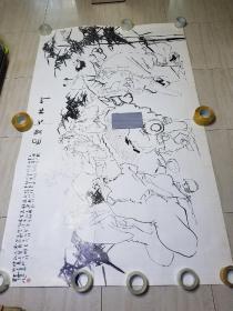 当代著名画家王西京先生作品竹林七贤图大画稿一件