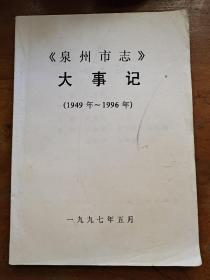 《泉州市志》大事记(1949年～1996年)油印本