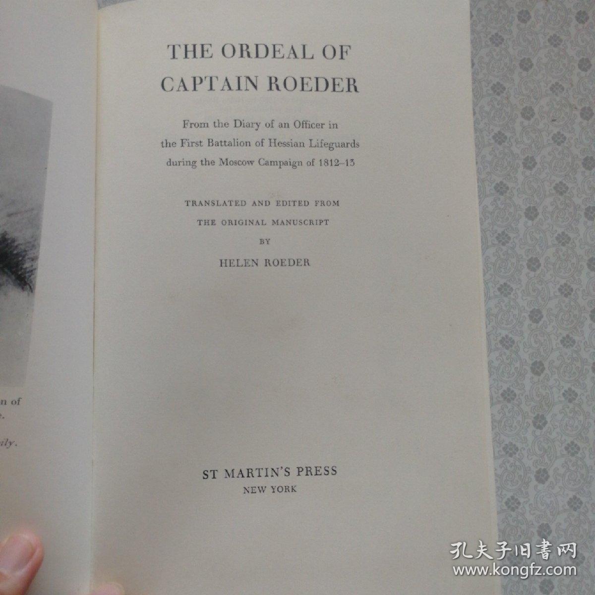 The Ordeal of Captain Roeder  Helen Roeder 英语原版