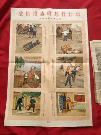 老宣传画《敌机投毒时怎样行动》