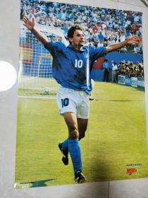 原版1994世界杯巴乔VS罗马里奥双面铜版海报