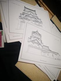 日本古城图纸六张 （日版原装正版）彦根城 天守 橹